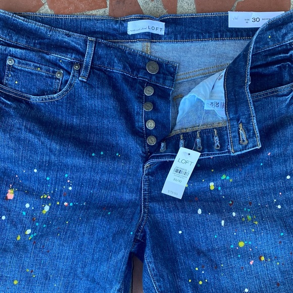 LOFT BUTTON-FLY PAINT SPLATTER BOYFRIEND JEANS LADIES SIZE 30/10 - Picture 3 of 11